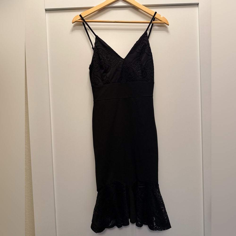 Elegant Adora Botique Black Dress with Lace Accents